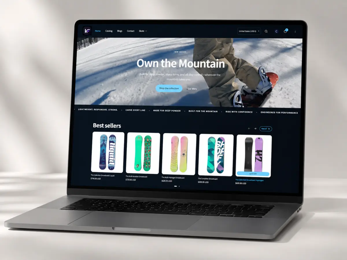 Kofii Flow Shopify storefront displayed on a laptop